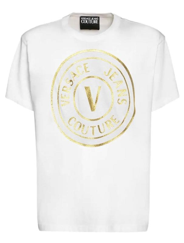 T-shirt 73GAHT05 T-SHIRT LOGO METALLIZZATO Bianco Oro