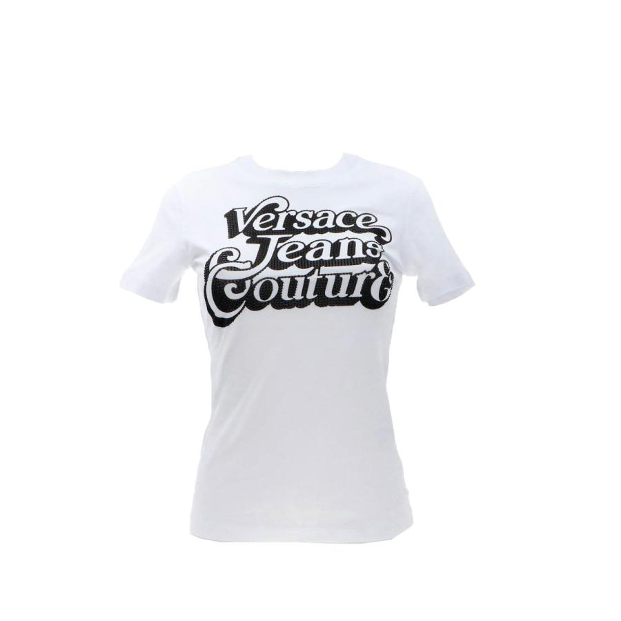 Versace T-shirt 75HAHG02 LOGO SPEN CRYSTAL Bianco 1