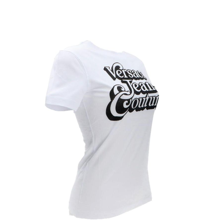 Versace T-shirt 75HAHG02 LOGO SPEN CRYSTAL Bianco 2