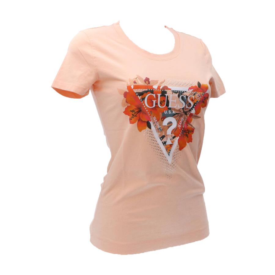 Guess T-shirt TROPICAL TRIANGLE TEE Rosa Pesca 2