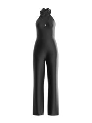 Tute EMILY SHINY RIB OVERALL Nero