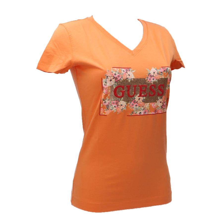 Guess T-shirt VN LOGO FLOWERS TEE Arancione 2