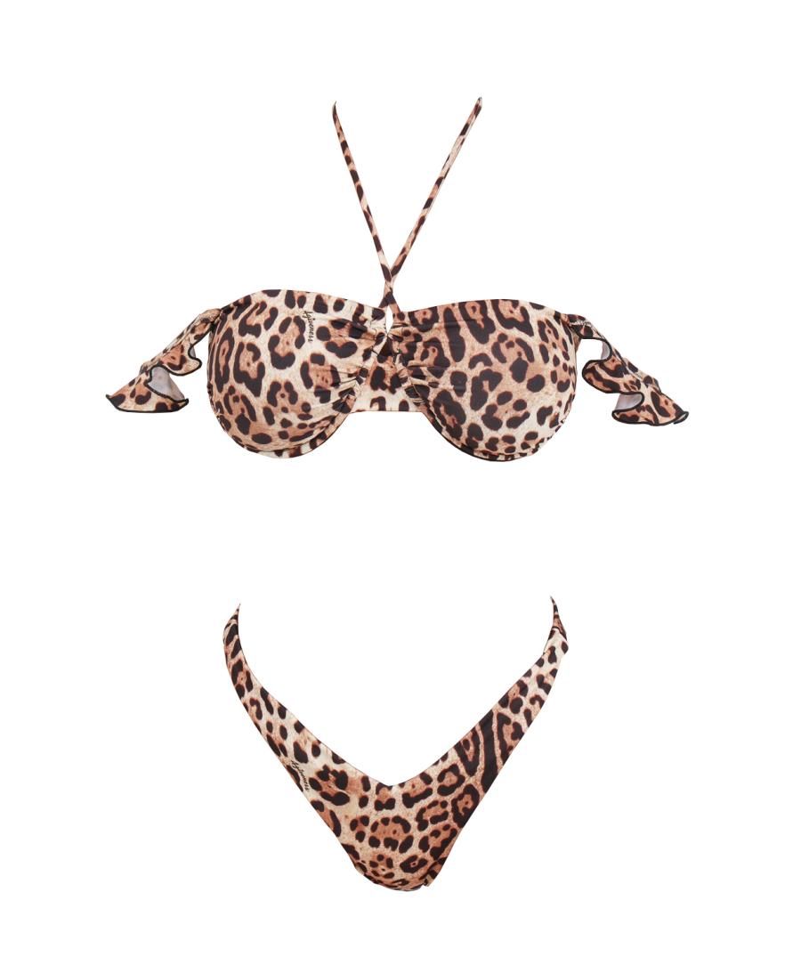 4giveness Costume Bikini balconcino e slip  Marrone leopardato 1