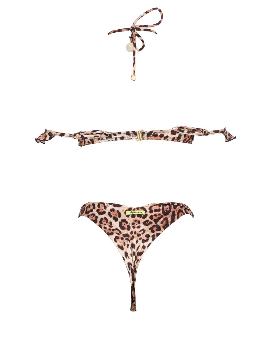 4giveness Costume Bikini balconcino e slip  Marrone leopardato 2