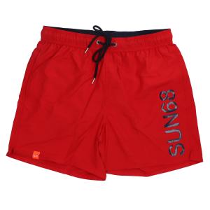 H32103 SWIM PANT WITH MACRO LOGO ON FRONT Rosso