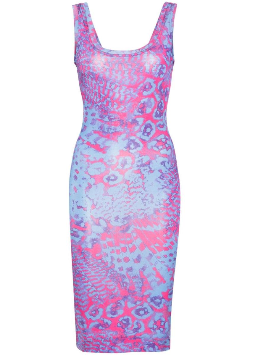 Versace Vestiti M ORGANZINO PRINT ANIMALIER Azzurro Multicolore 1