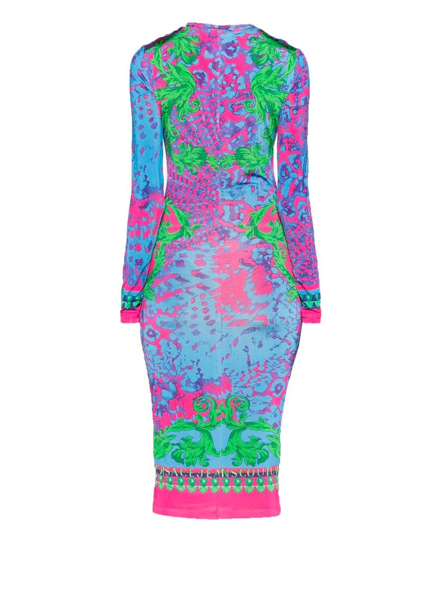 Versace Vestiti PLACED DRESS ORGANZINO PANNEL ANIMALIER Multicolore 3