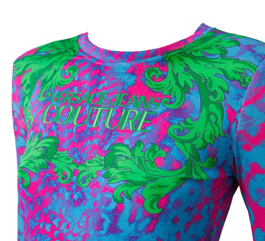 Versace Vestiti PLACED DRESS ORGANZINO PANNEL ANIMALIER Multicolore 2