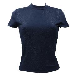 W4BI26J1314 SS MOCK NECK ALL OVER 4G TEE Blu