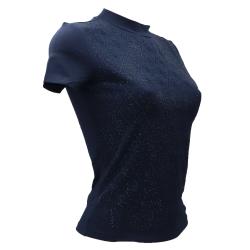 W4BI26J1314 SS MOCK NECK ALL OVER 4G TEE Blu