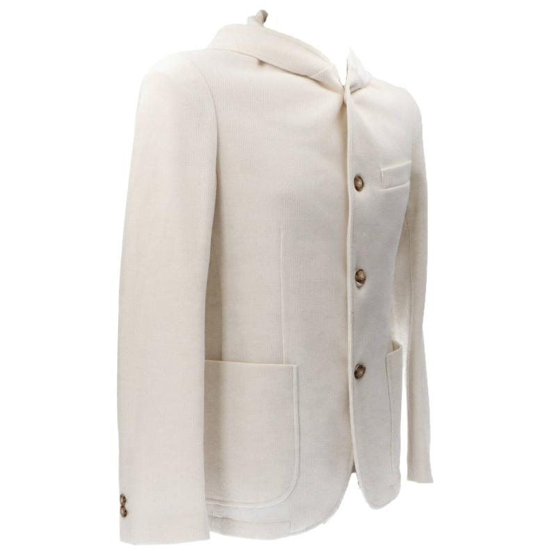 Giacca GIACCA CAPP MAGLIA G04 Bianco Panna