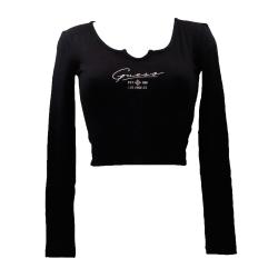 T-shirt SUZANNE RIB ACTIVE LS TEE Nero