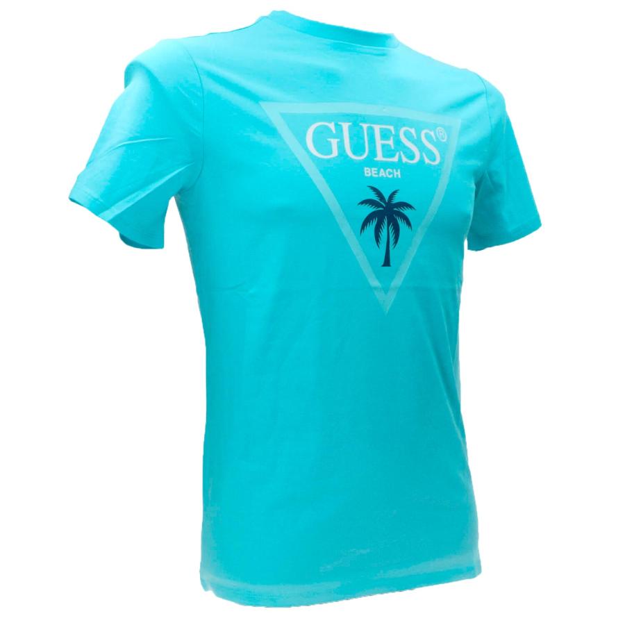 Guess T-shirt SS CN Triangle palm tee Azzurro 2