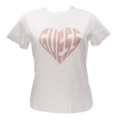 T-shirt Julia rhinestone ss Bianco panna