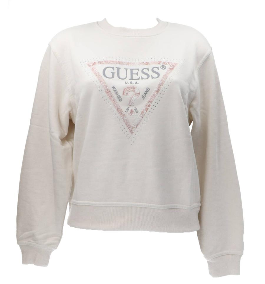 Guess Felpe CN PYTHON TRIANGLE LOGO FLECEE Off White 1