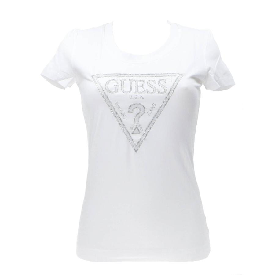 Guess T-shirt SS CN SHINY TRIANGLE TEE Bianco 1
