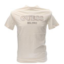 T-shirt SS CN GUESS LOGO TEE Beige Panna