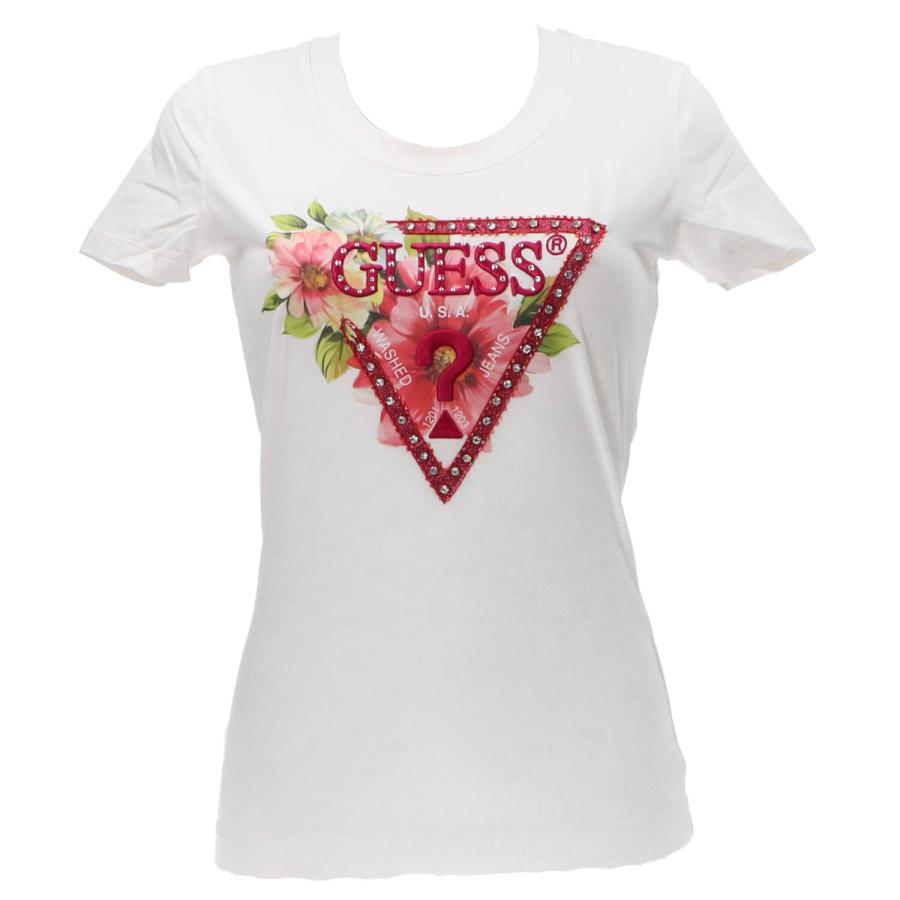 Guess T-shirt SS CN TRIANGLE BEADS TEE Bianco Panna 1