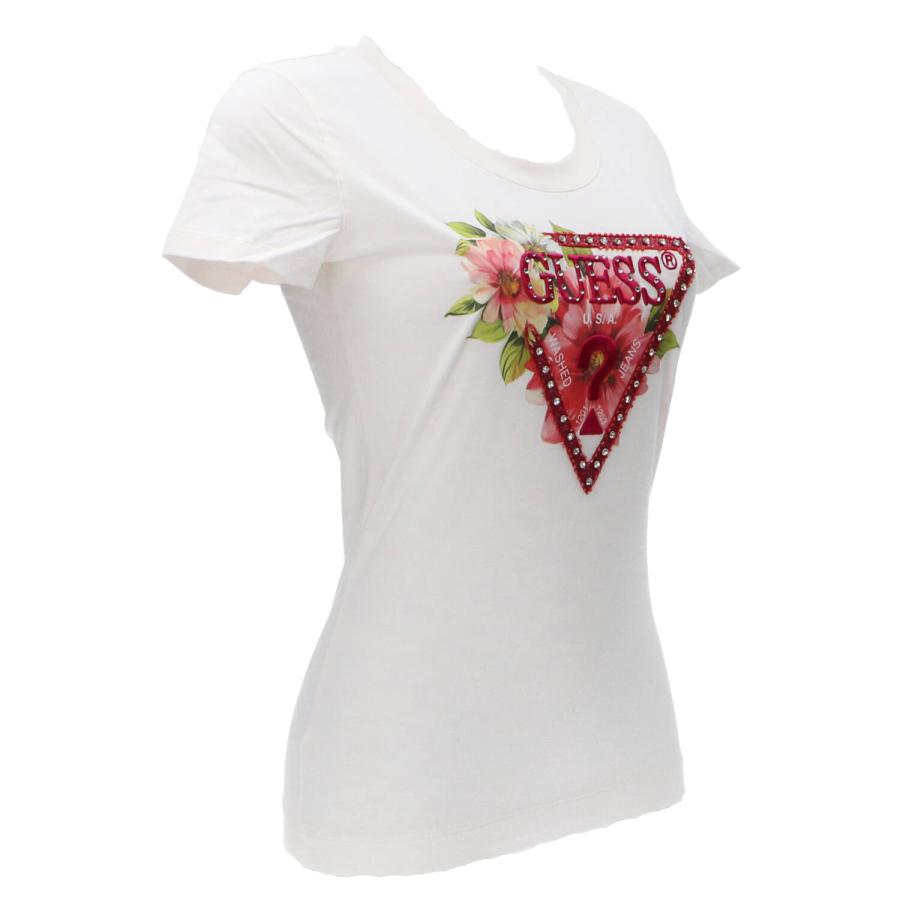 Guess T-shirt SS CN TRIANGLE BEADS TEE Bianco Panna 2