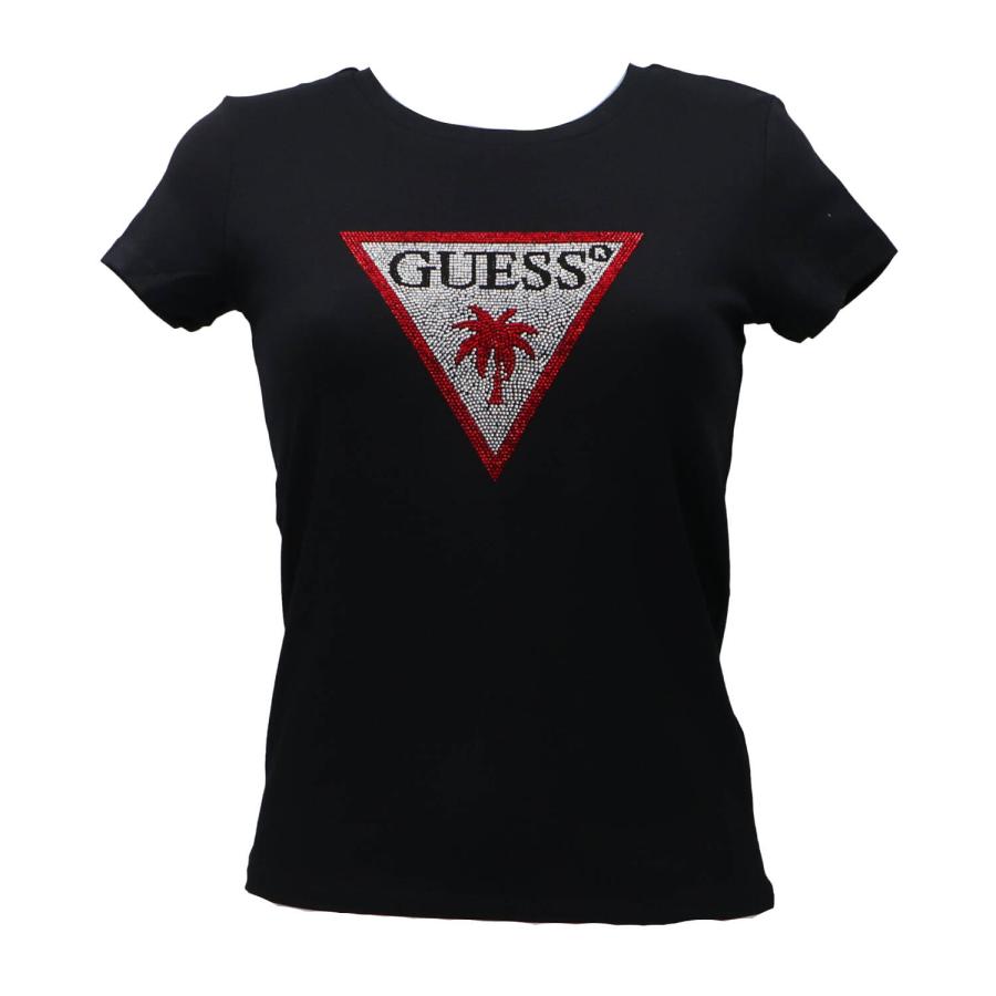 Guess T-shirt TRIANGLE RHINESTONES SS TEE Nero 1