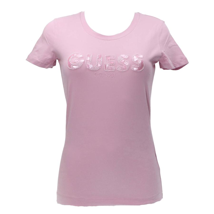 Guess T-shirt  CN SS LOGO  SEGQUINS TEE Rosa 1