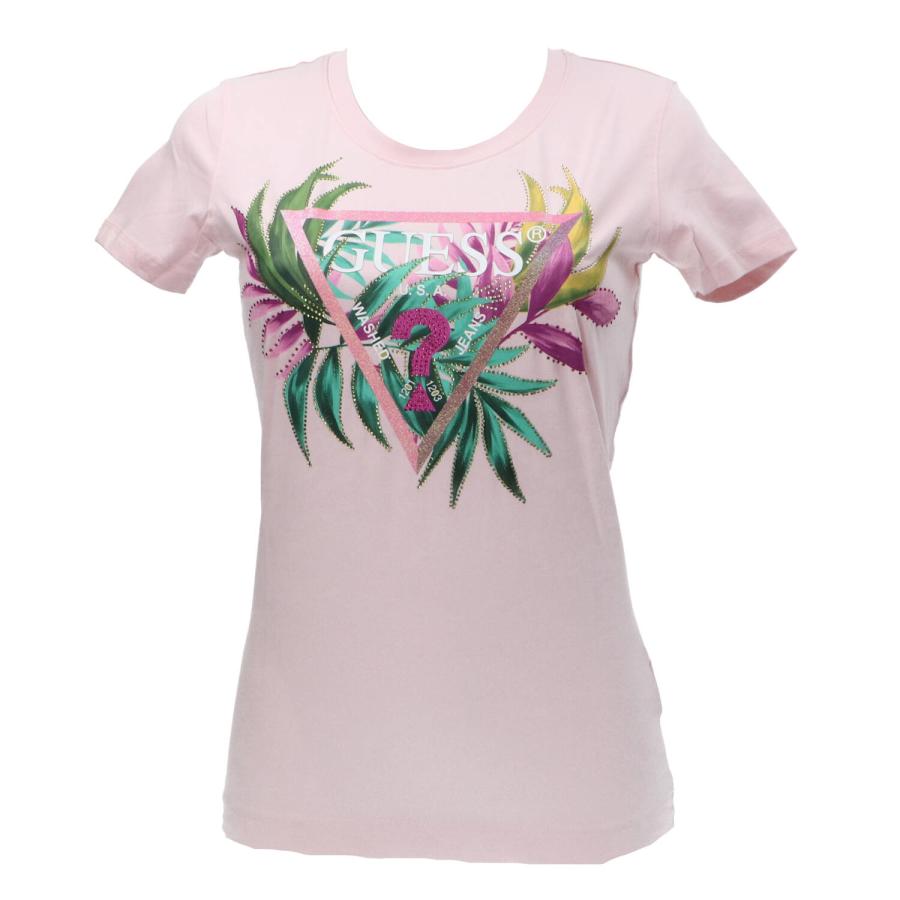 Guess T-shirt CN SS LEAF  TRIANGLE TEE Rosa 1