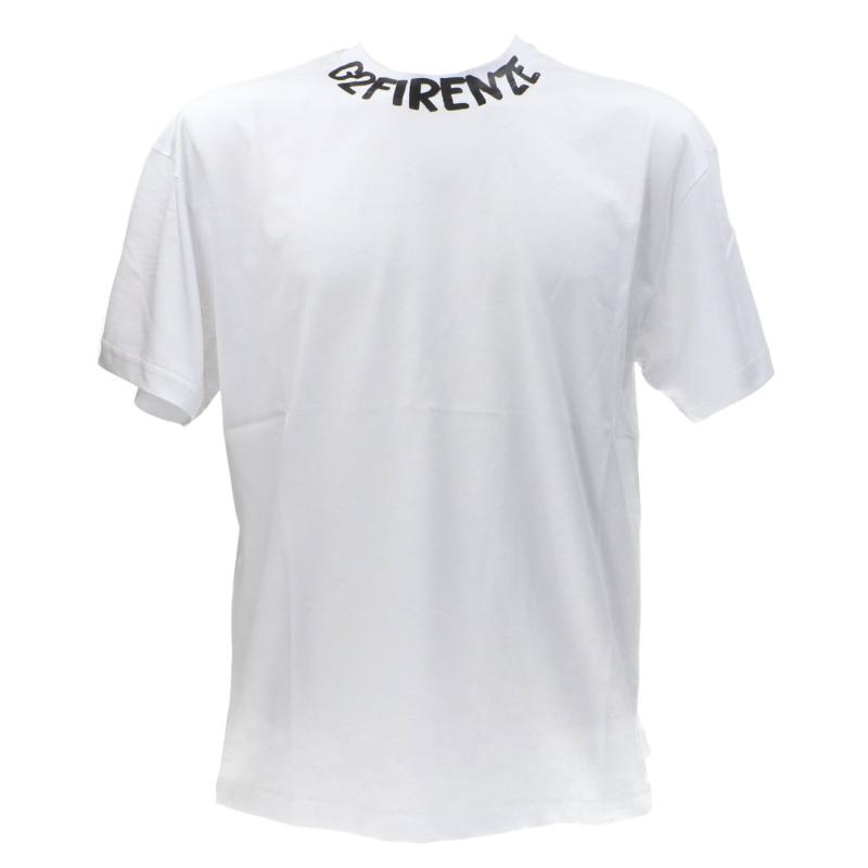 T-shirt SHIRT ART PRINT NECK COMFORT Bianco
