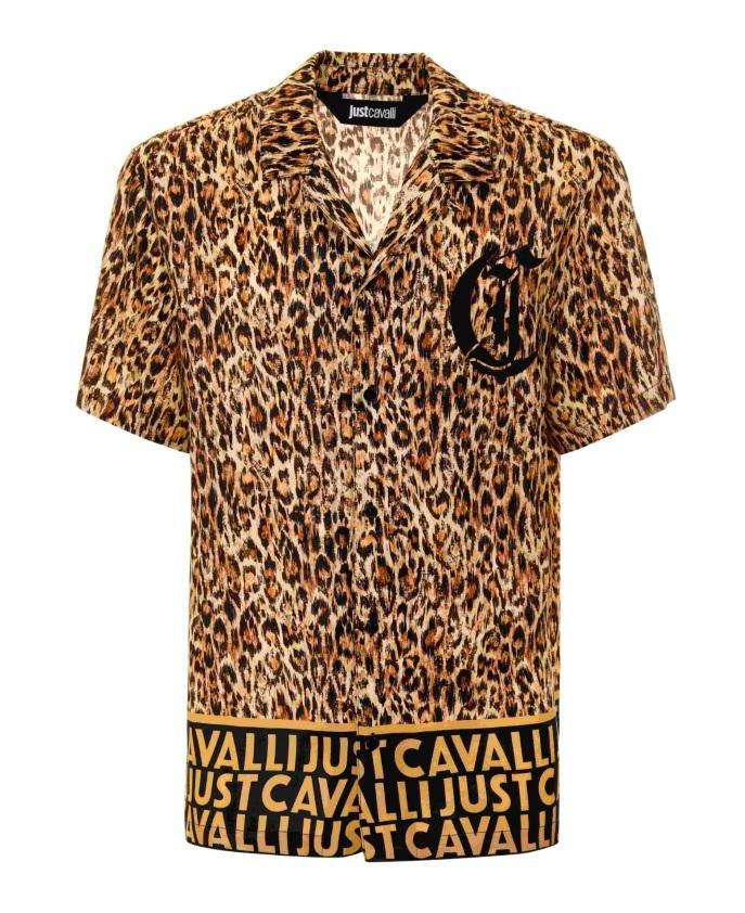 Just Cavalli Camicia  PLACED LEO + WRIT SHIRTS TWILL marrone 1