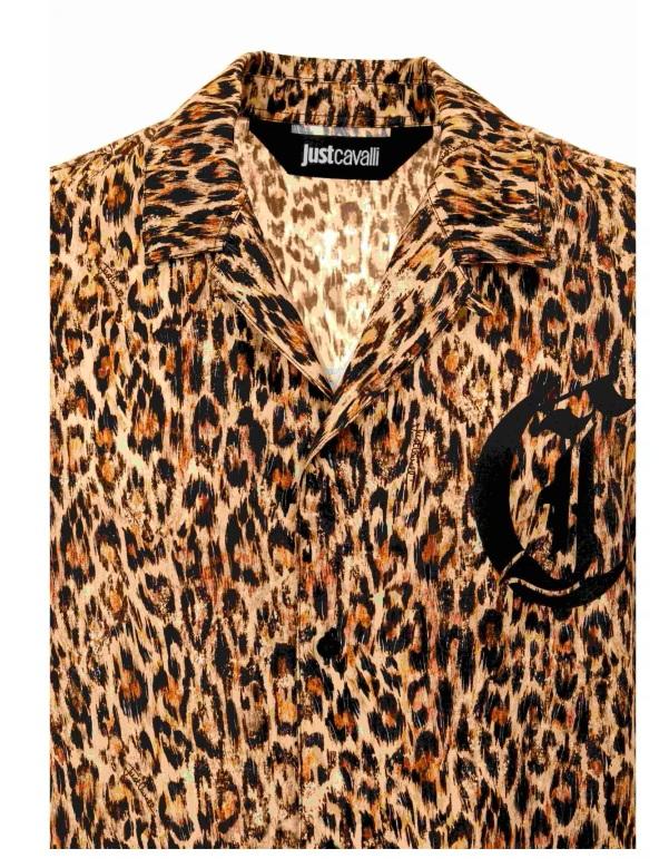 Just Cavalli Camicia  PLACED LEO + WRIT SHIRTS TWILL marrone 2