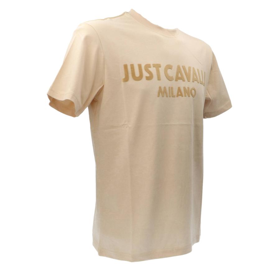 Just Cavalli T-shirt 78PM601 R TONAL LOGO FLOCK  Beige 2