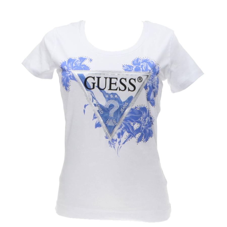 Guess T-shirt SS CN FLOWER TRIANGLE TEE Bianco 1