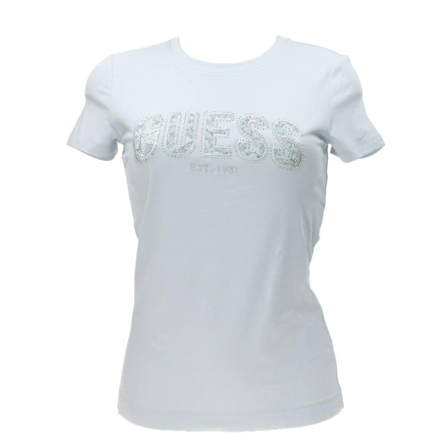 Guess T-shirt CN SS LOGO LACE TEE Azzurro Chiaro 1