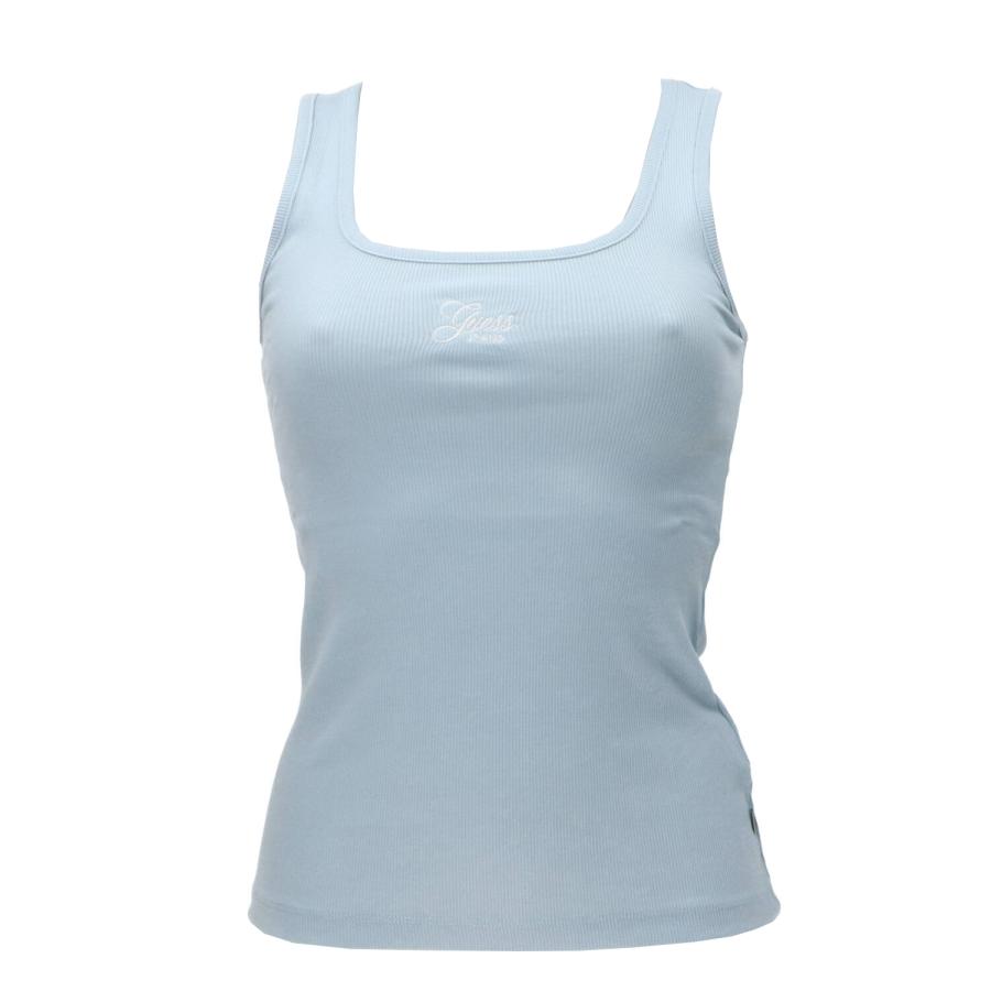 Guess Canotte GJ TANK TOP SLIM RIB EMBRO Azzurro 1