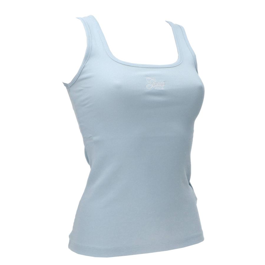 Guess Canotte GJ TANK TOP SLIM RIB EMBRO Azzurro 2