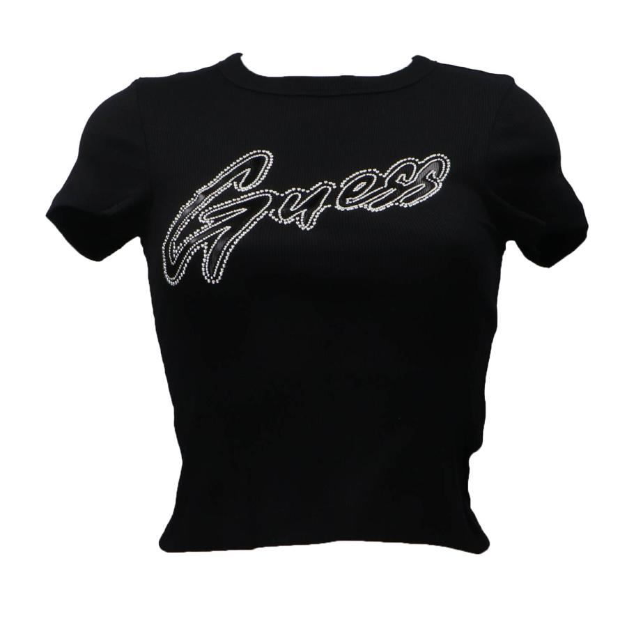 Guess T-shirt SS CN RIB LOGO TEE Nero 1