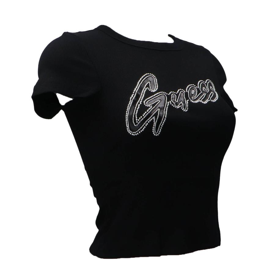 Guess T-shirt SS CN RIB LOGO TEE Nero 2