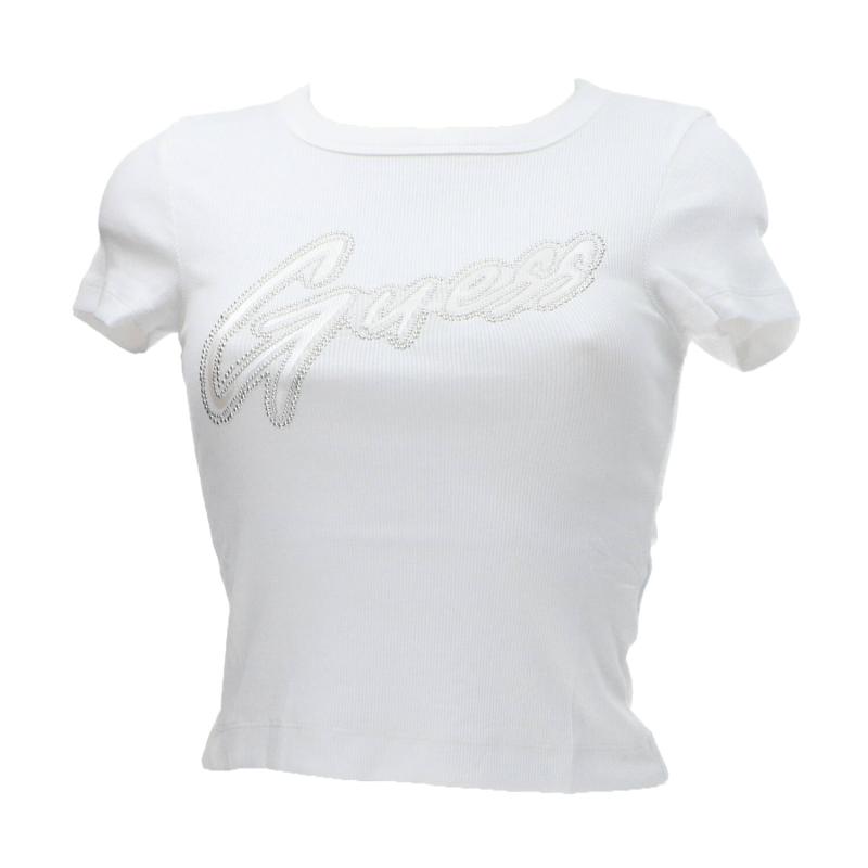 T-shirt SS CN RIB LOGO TEE Bianco