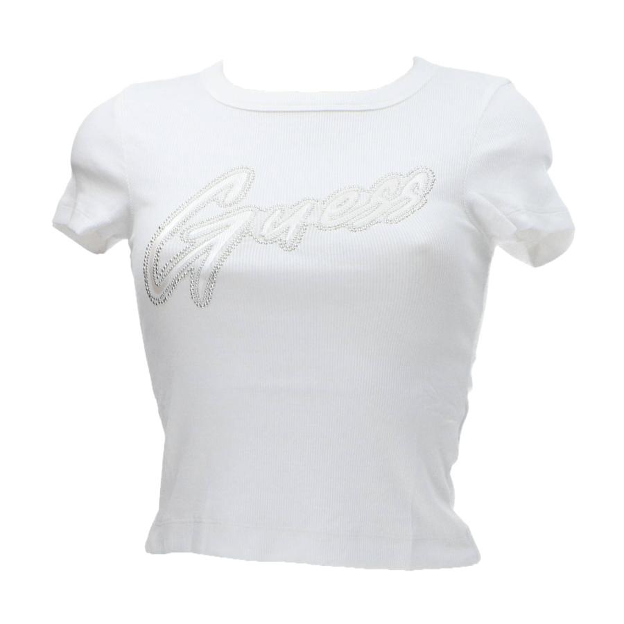 Guess T-shirt SS CN RIB LOGO TEE Bianco 1