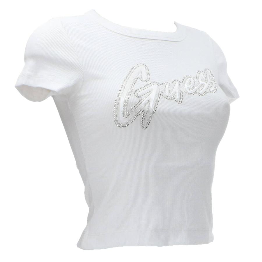 Guess T-shirt SS CN RIB LOGO TEE Bianco 2