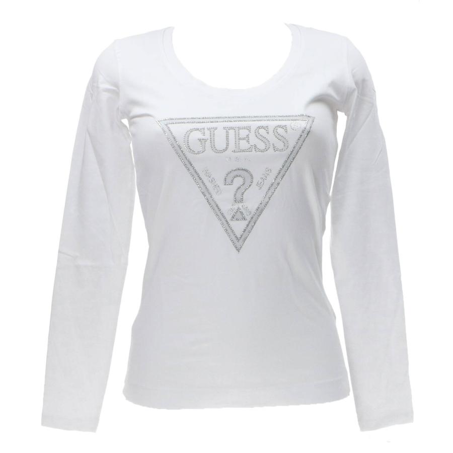 Guess T-shirt LS CN SHINY TRIANGLE TEE Bianco 1