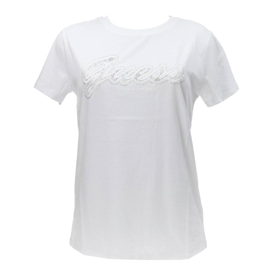 Guess T-shirt SS SCRIPT LACE LOGO EASY TEE Bianco 1