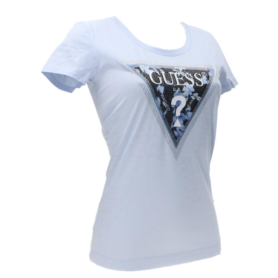 Guess T-shirt SS CN TRIANGLE FLOWER TEE Azzurro 2