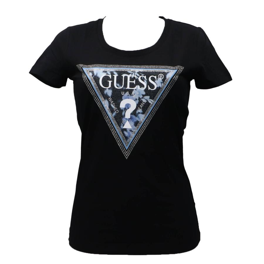 Guess T-shirt SS CN TRIANGLE FLOWER TEE Nero 1