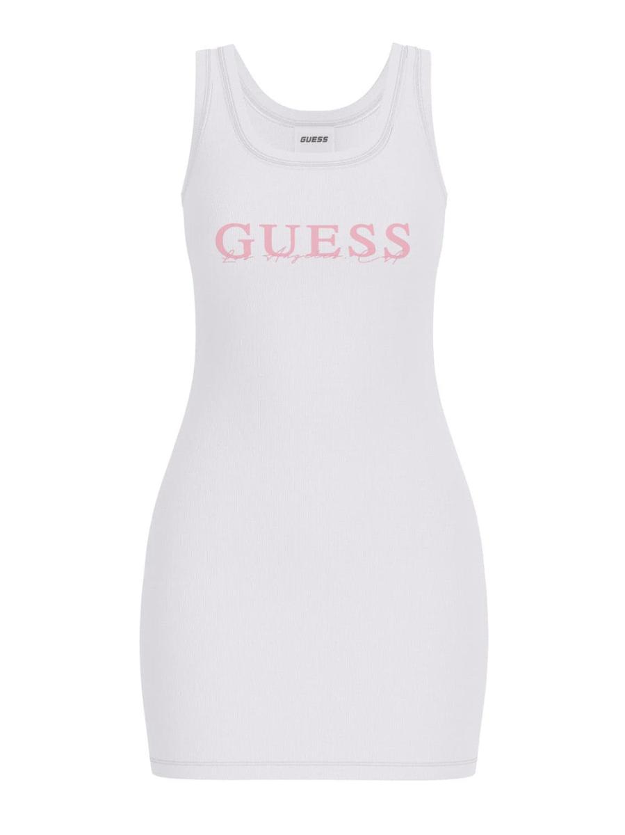 Guess Vestiti SUNFLOWER RIB DRESS Bianco 1