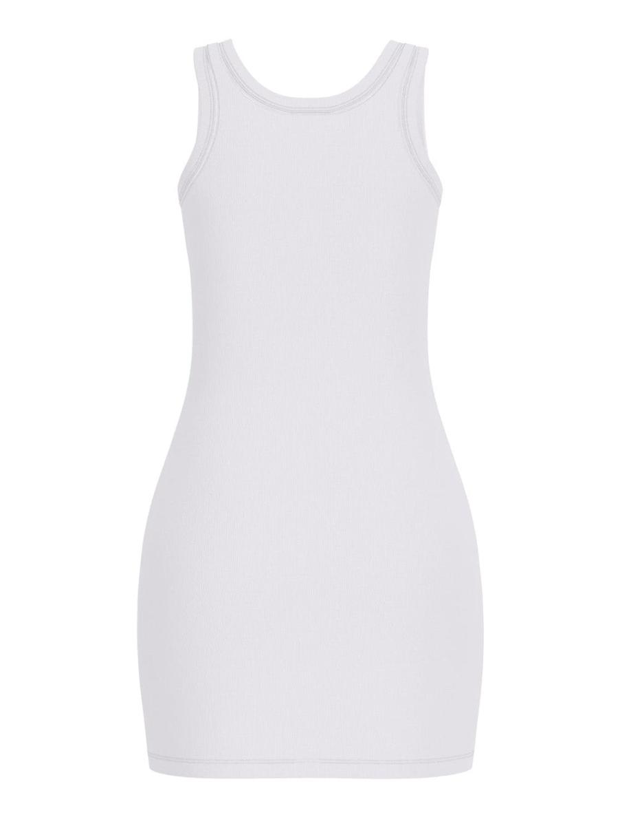 Guess Vestiti SUNFLOWER RIB DRESS Bianco 2