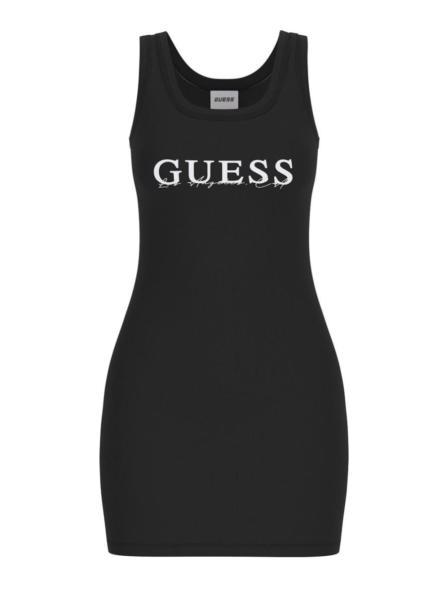 Guess Vestiti SUNFLOWER RIB DRESS Nero 1