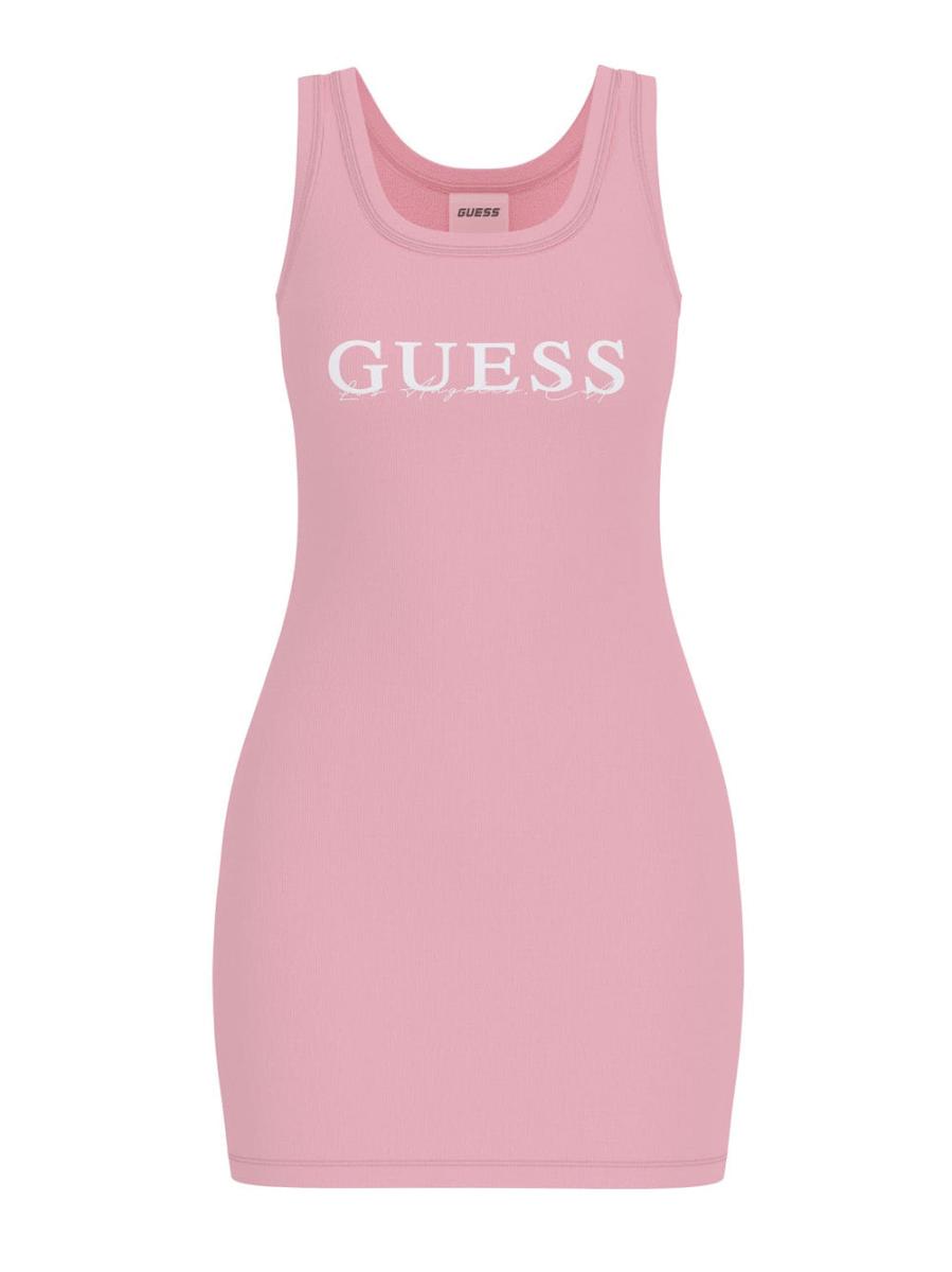 Guess Vestiti SUNFLOWER RIB DRESS Rosa 3