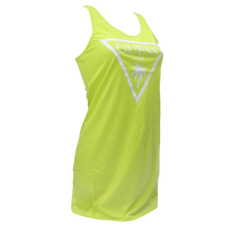 Guess Vestiti LOGO TANK TOP DRESS Verde Lime 2
