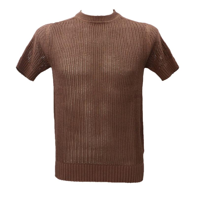 Maglia GIROCOLLO MAGLIA TRAFORATA ME2982SS Marrone