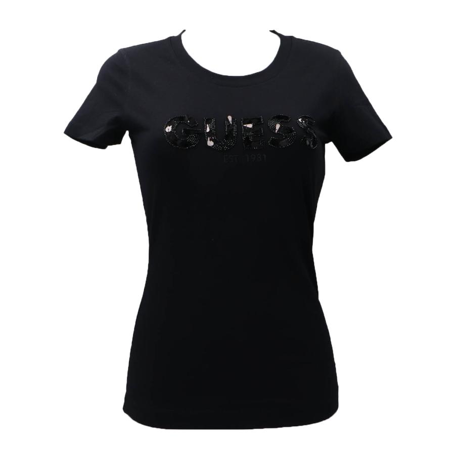 Guess T-shirt  CN SS LOGO  SEGQUINS TEE Nero 1